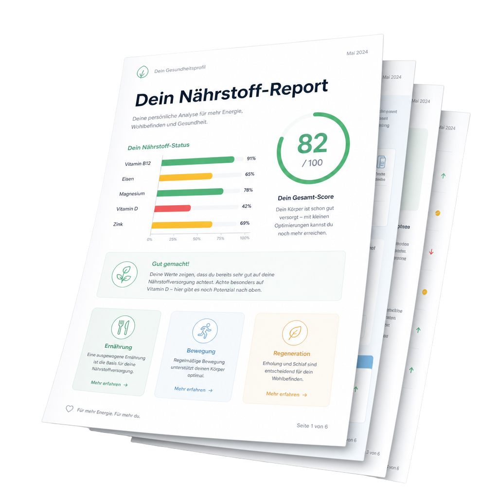 Beispiel eines persönlichen Nährstoff- und Vitaminreports